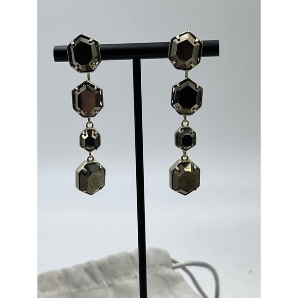 Kendra Scott Ruthie Studs Dangle Drop Gold Plated Pyrite 2 in 1 Earrings - Picture 2 of 15